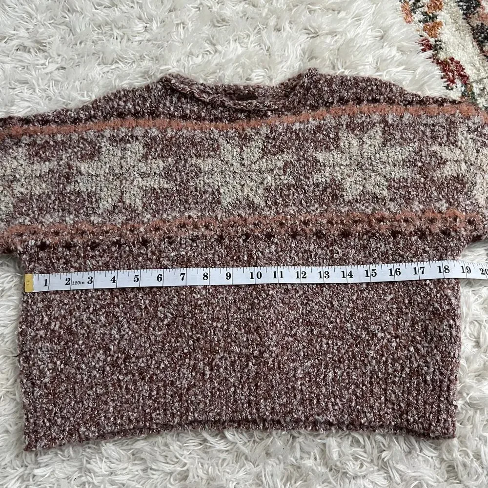 Free People Gingerbread Snowflake Cropped Pullover Sweater Size XS
